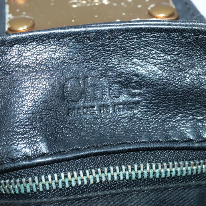Chloe Paddington Hand Bag Leather Black Gold Silver am7280