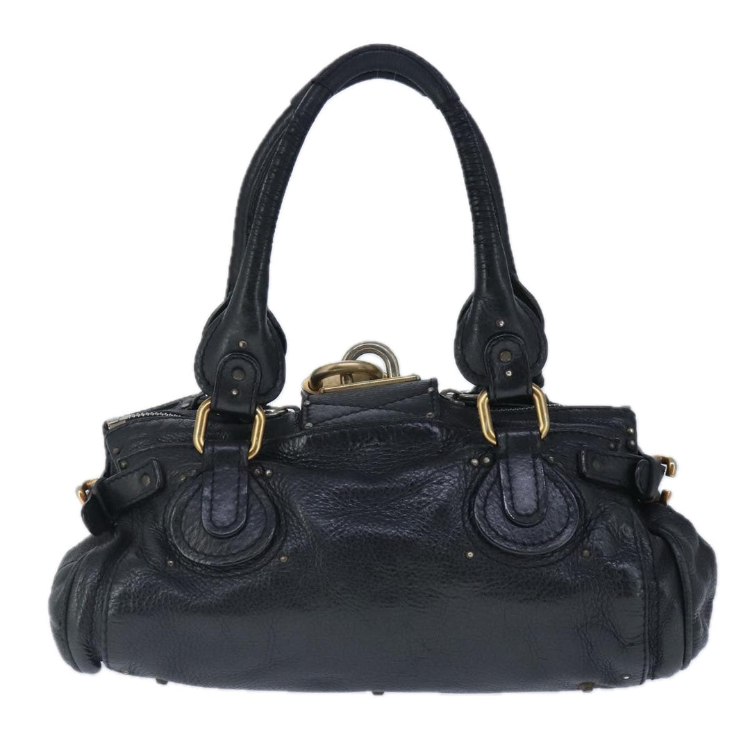 Chloe Paddington Hand Bag Leather Black Gold Silver am7280