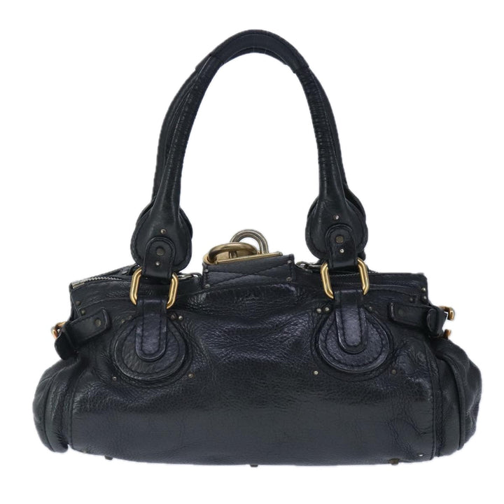 Chloe Paddington Hand Bag Leather Black Gold Silver am7280