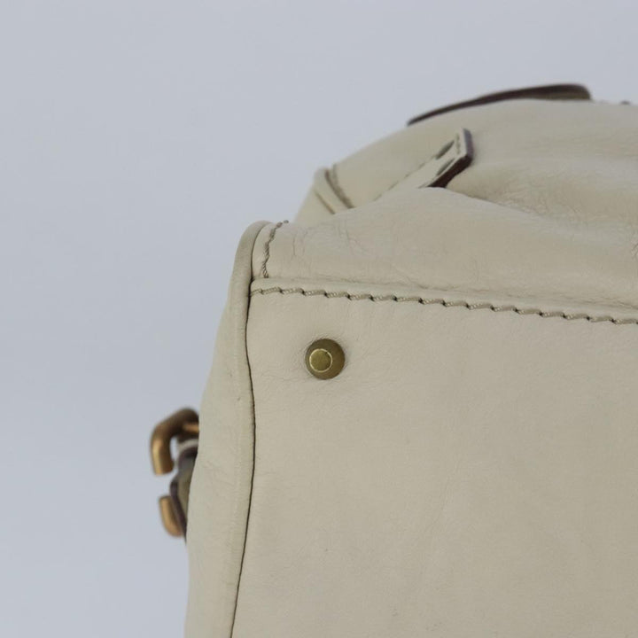 Chloe Paddington Hand Bag Leather Beige Gold Silver am7290