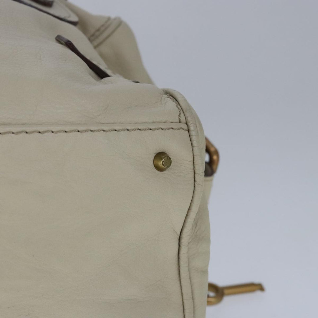 Chloe Paddington Hand Bag Leather Beige Gold Silver am7290