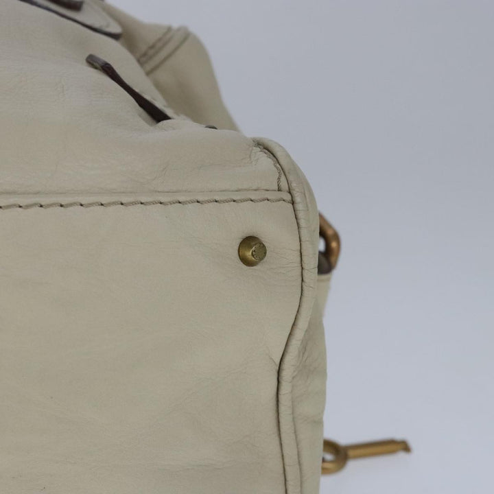 Chloe Paddington Hand Bag Leather Beige Gold Silver am7290