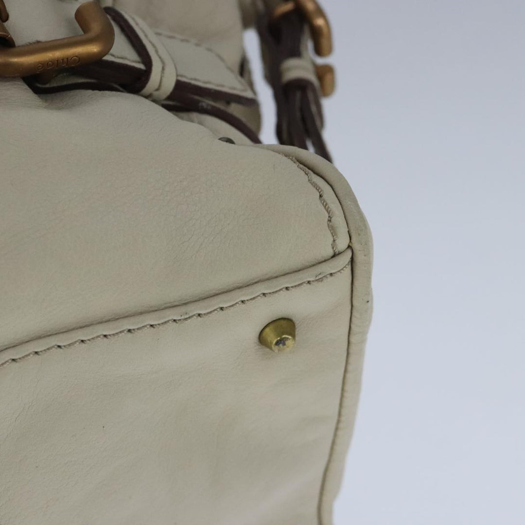Chloe Paddington Hand Bag Leather Beige Gold Silver am7290