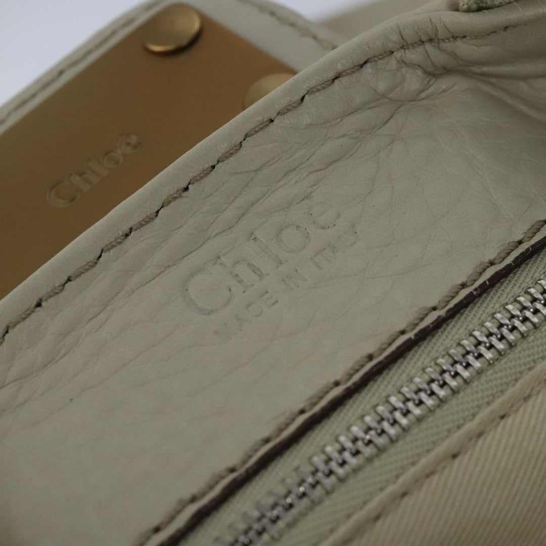 Chloe Paddington Hand Bag Leather Beige Gold Silver am7290