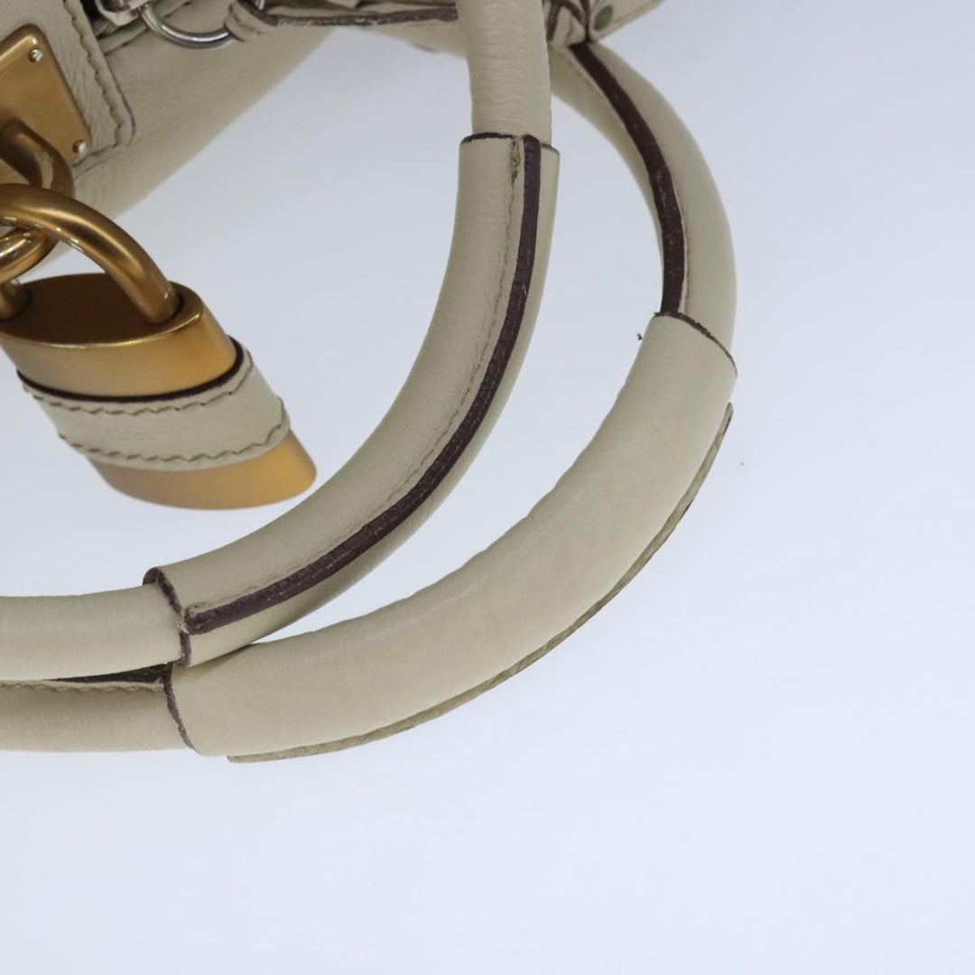 Chloe Paddington Hand Bag Leather Beige Gold Silver am7290