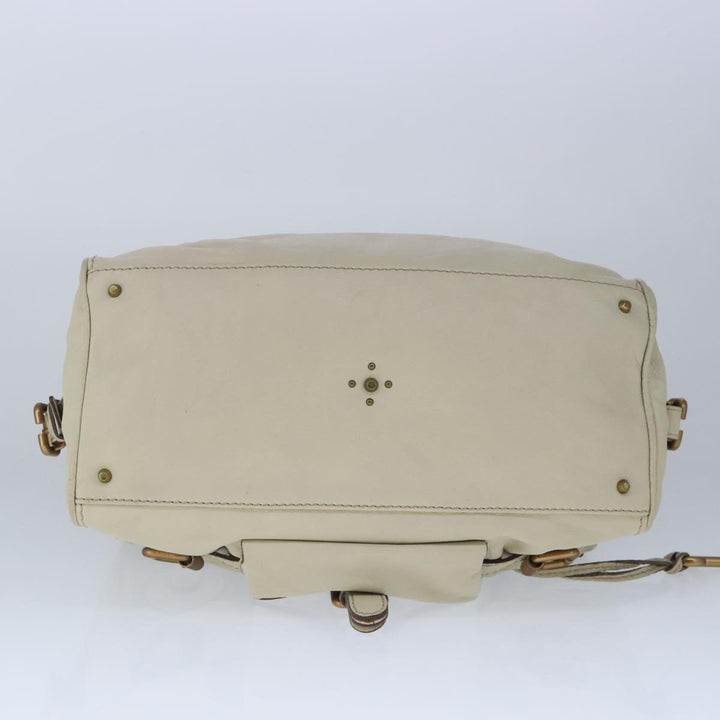 Chloe Paddington Hand Bag Leather Beige Gold Silver am7290