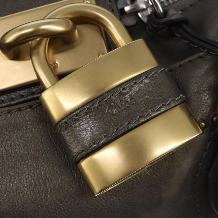 Chloe Paddington Hand Bag Leather Gold Tone Gold Silver am7291