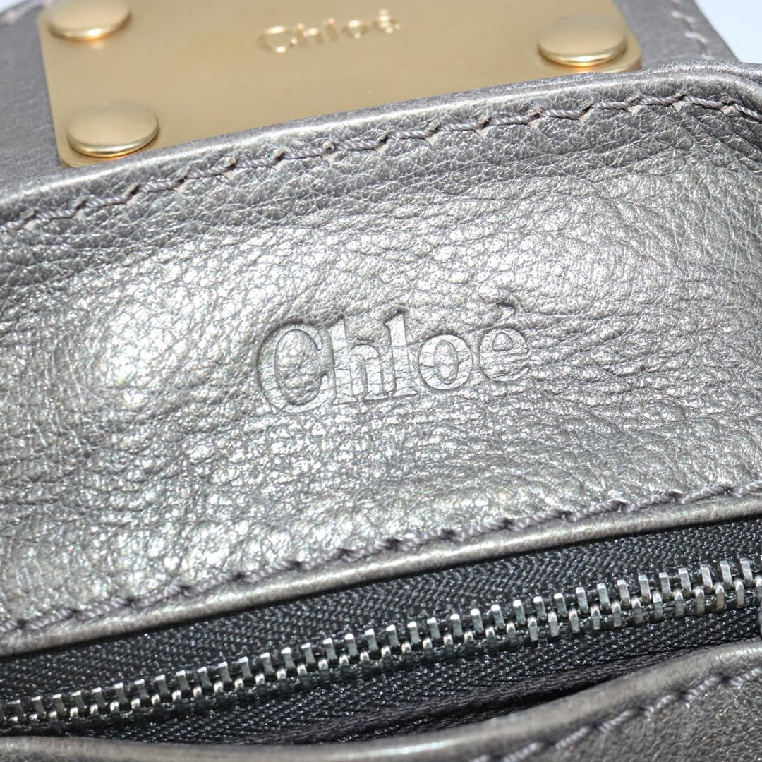 Chloe Paddington Hand Bag Leather Gold Tone Gold Silver am7291