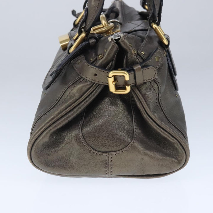 Chloe Paddington Hand Bag Leather Gold Tone Gold Silver am7291