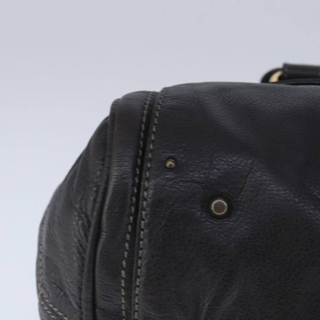Chloe Paddington Hand Bag Leather Dark Brown Gold Silver am7292