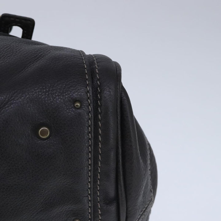 Chloe Paddington Hand Bag Leather Dark Brown Gold Silver am7292