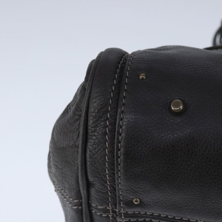 Chloe Paddington Hand Bag Leather Dark Brown Gold Silver am7292