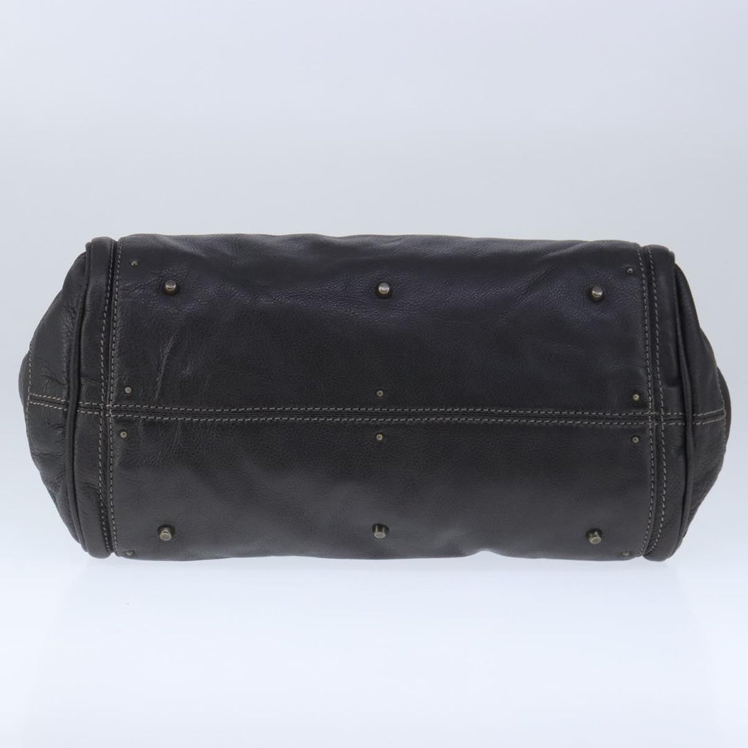 Chloe Paddington Hand Bag Leather Dark Brown Gold Silver am7292