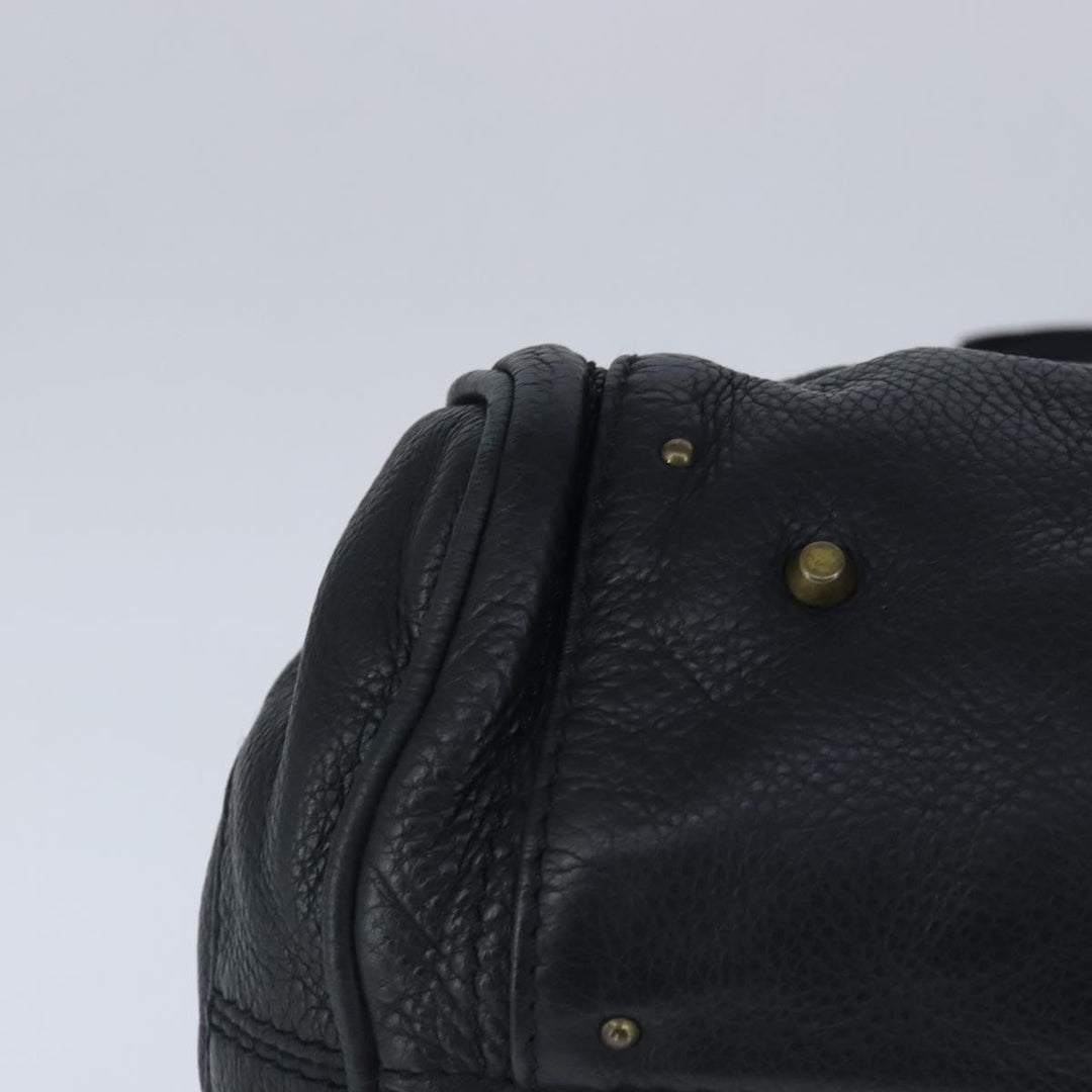 Chloe Paddington Hand Bag Leather Black Gold Silver am7294