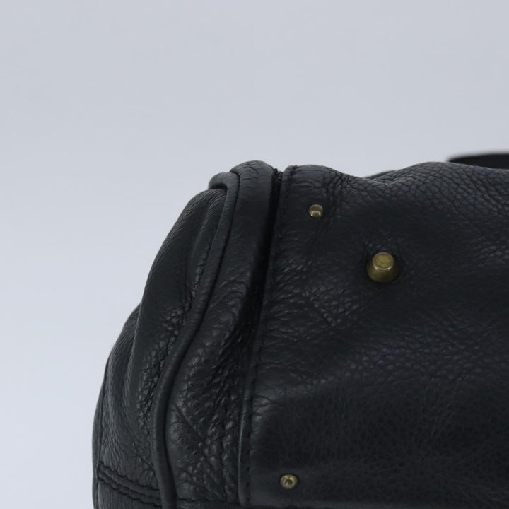 Chloe Paddington Hand Bag Leather Black Gold Silver am7294