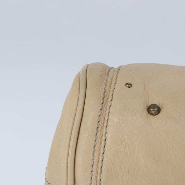 Chloe Paddington Hand Bag Leather Beige Gold Silver am7295