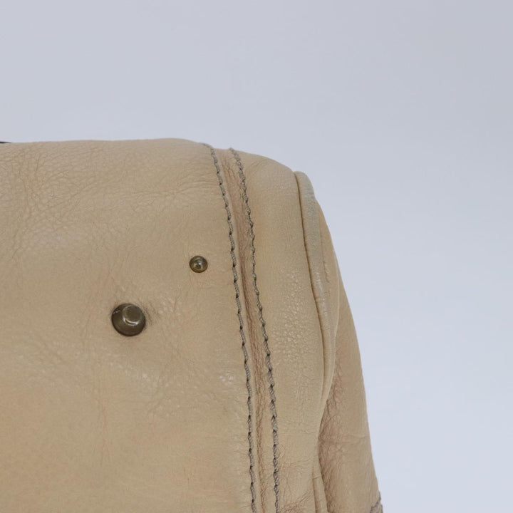 Chloe Paddington Hand Bag Leather Beige Gold Silver am7295