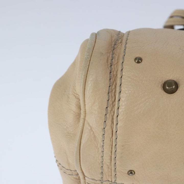 Chloe Paddington Hand Bag Leather Beige Gold Silver am7295