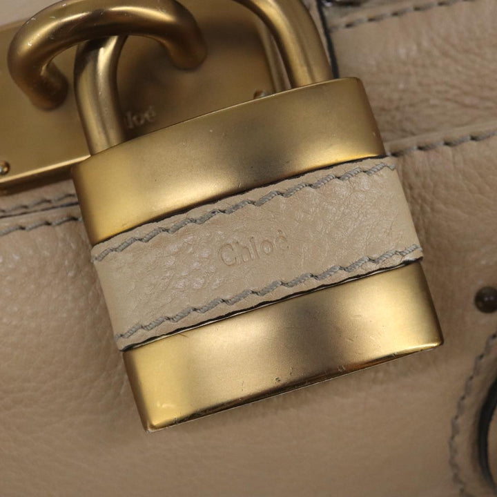 Chloe Paddington Hand Bag Leather Beige Gold Silver am7295