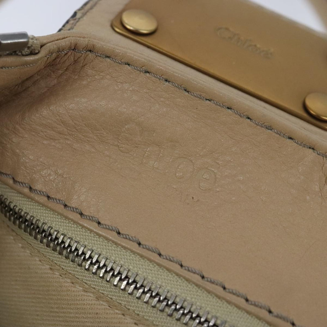 Chloe Paddington Hand Bag Leather Beige Gold Silver am7295