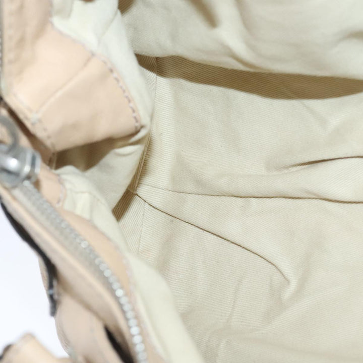 Chloe Paddington Hand Bag Leather Beige Gold Silver am7295