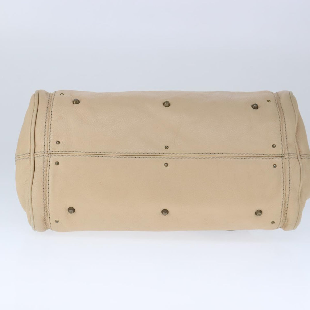 Chloe Paddington Hand Bag Leather Beige Gold Silver am7295