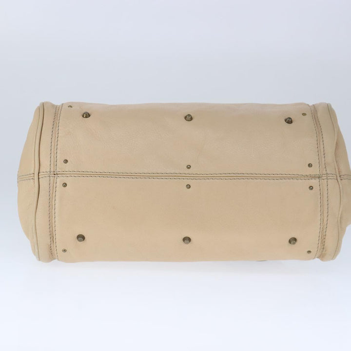 Chloe Paddington Hand Bag Leather Beige Gold Silver am7295