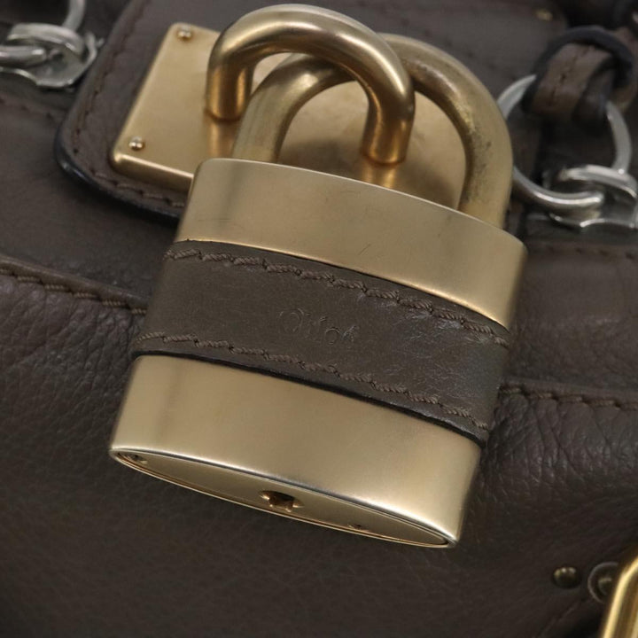 Chloe Paddington Hand Bag Leather Brown Gold Silver am7296