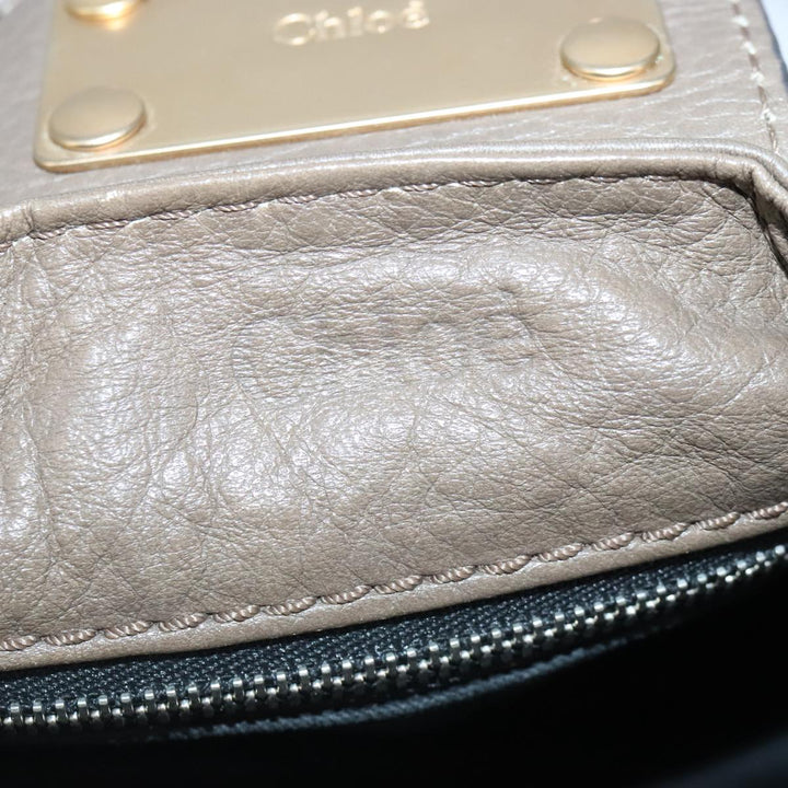 Chloe Paddington Hand Bag Leather Brown Gold Silver am7296