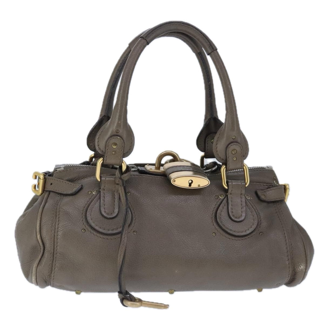 Chloe Paddington Hand Bag Leather Brown Gold Silver am7296