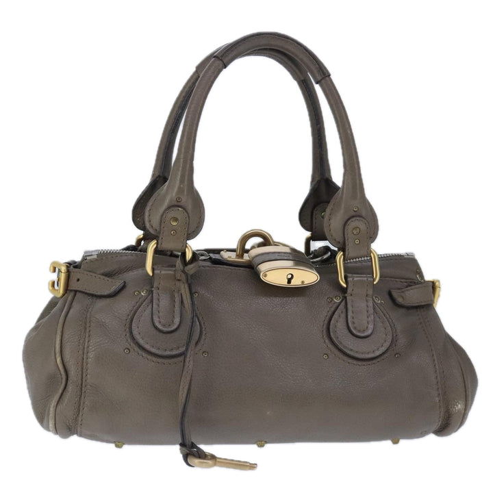 Chloe Paddington Hand Bag Leather Brown Gold Silver am7296