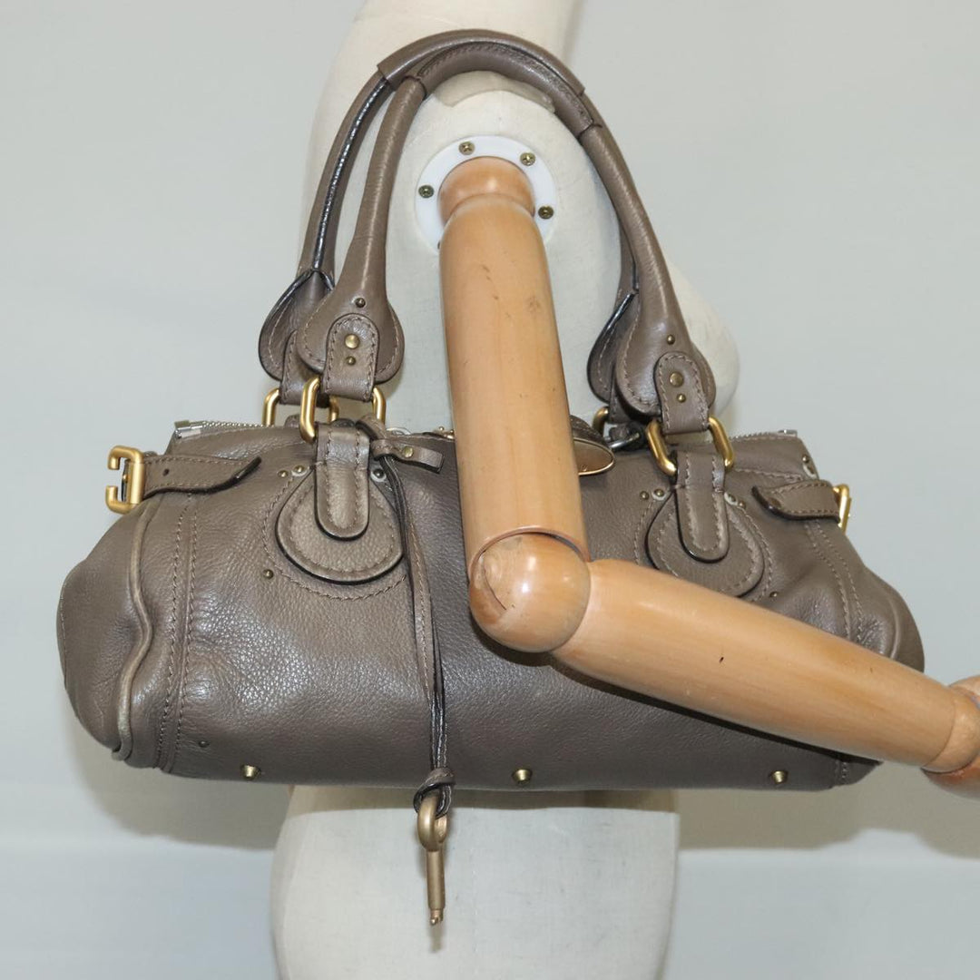 Chloe Paddington Hand Bag Leather Brown Gold Silver am7296