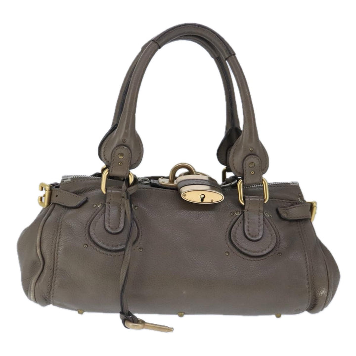 Chloe Paddington Hand Bag Leather Brown Gold Silver am7296