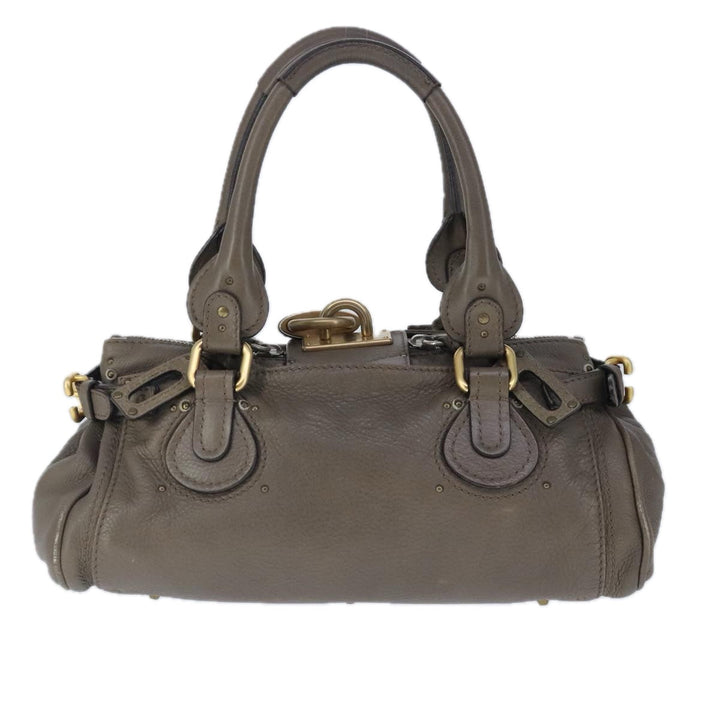 Chloe Paddington Hand Bag Leather Brown Gold Silver am7296