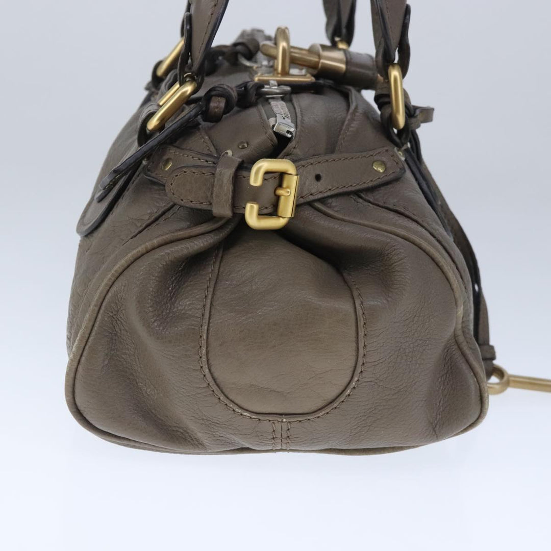 Chloe Paddington Hand Bag Leather Brown Gold Silver am7296