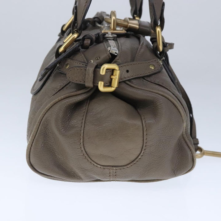 Chloe Paddington Hand Bag Leather Brown Gold Silver am7296