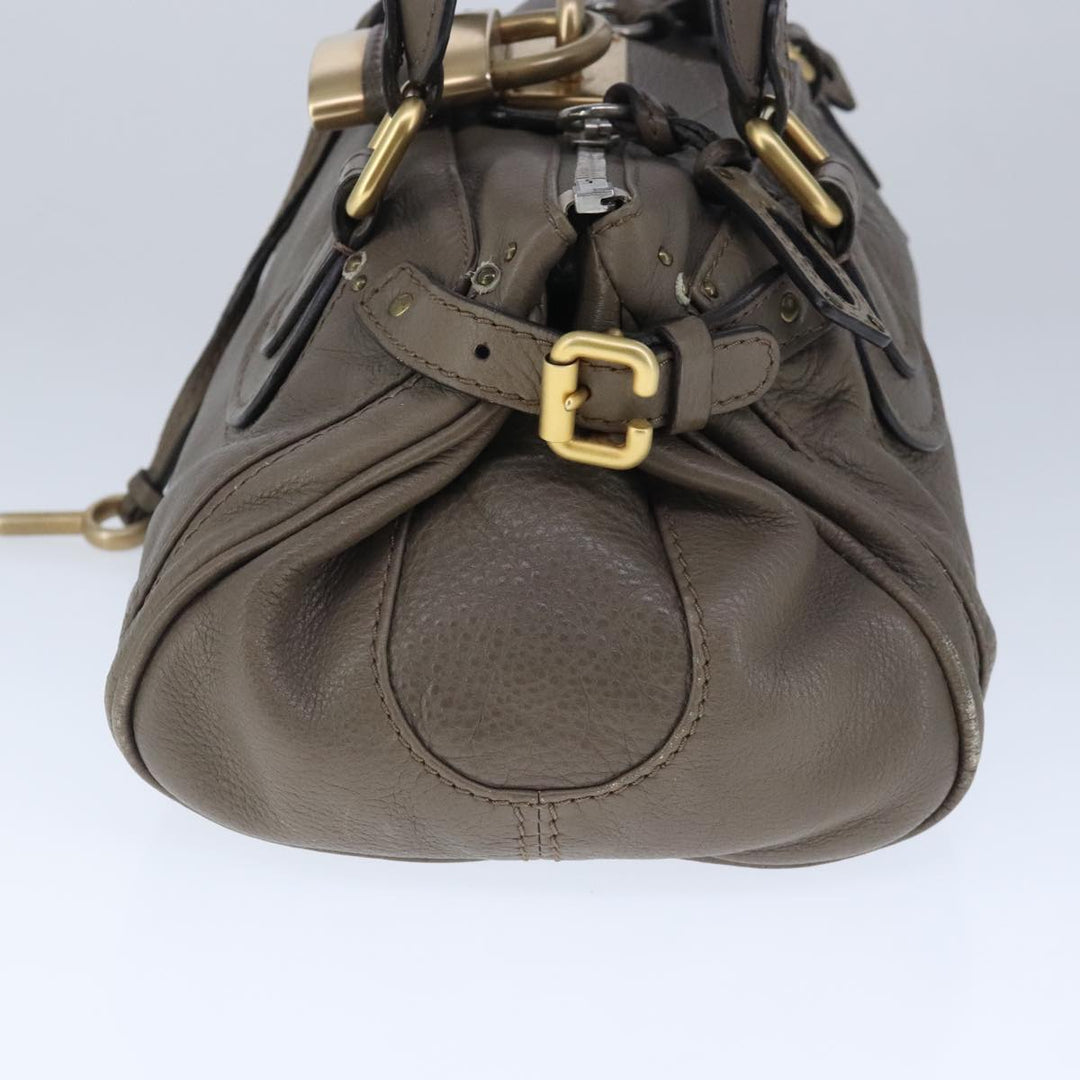 Chloe Paddington Hand Bag Leather Brown Gold Silver am7296