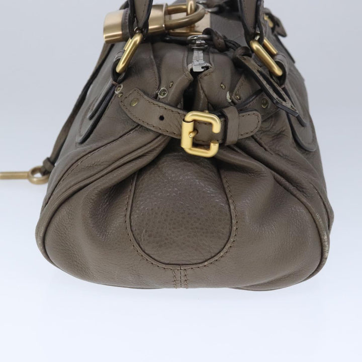 Chloe Paddington Hand Bag Leather Brown Gold Silver am7296