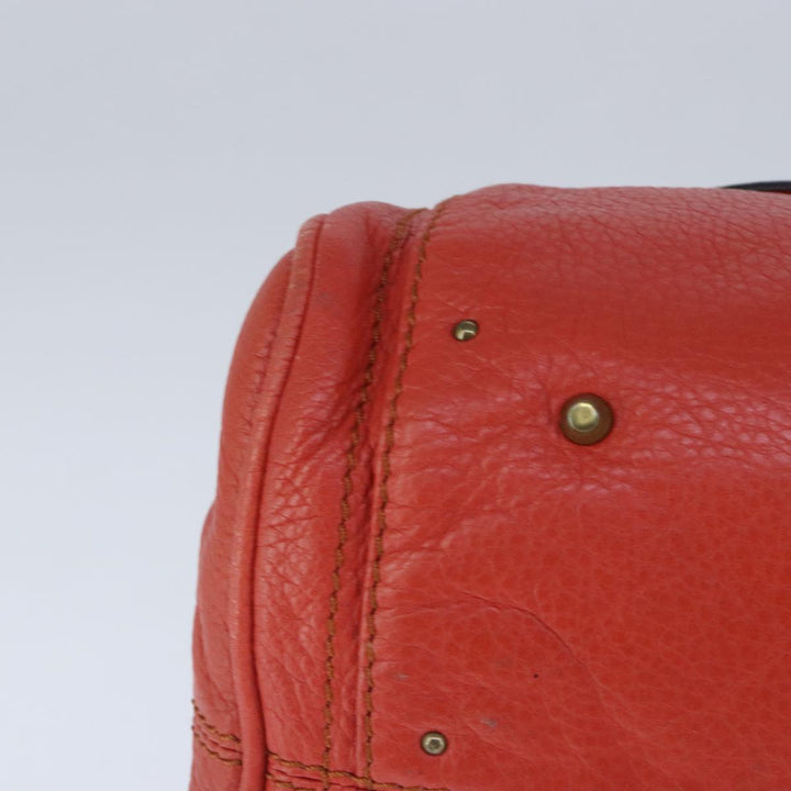 Chloe Paddington Hand Bag Leather Red Gold Silver am7297