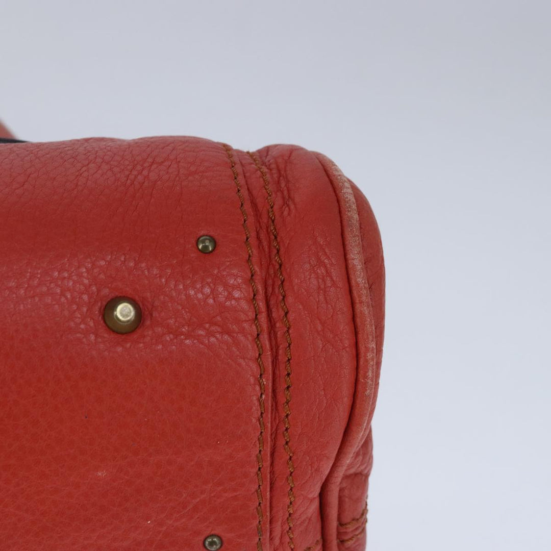 Chloe Paddington Hand Bag Leather Red Gold Silver am7297
