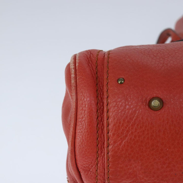 Chloe Paddington Hand Bag Leather Red Gold Silver am7297