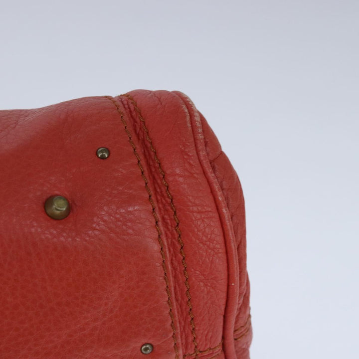 Chloe Paddington Hand Bag Leather Red Gold Silver am7297