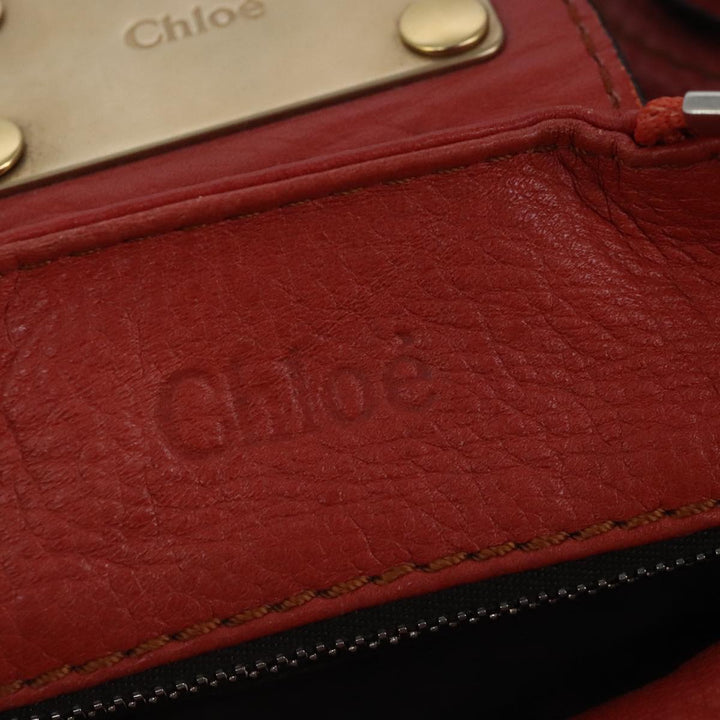 Chloe Paddington Hand Bag Leather Red Gold Silver am7297