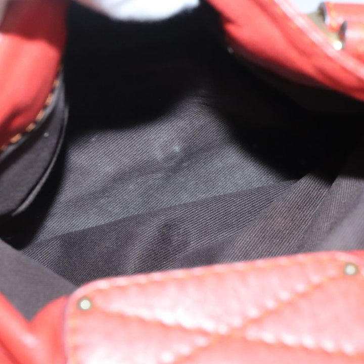 Chloe Paddington Hand Bag Leather Red Gold Silver am7297
