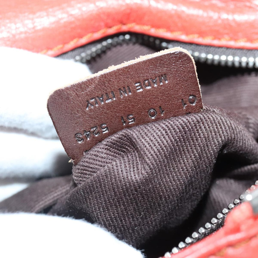 Chloe Paddington Hand Bag Leather Red Gold Silver am7297