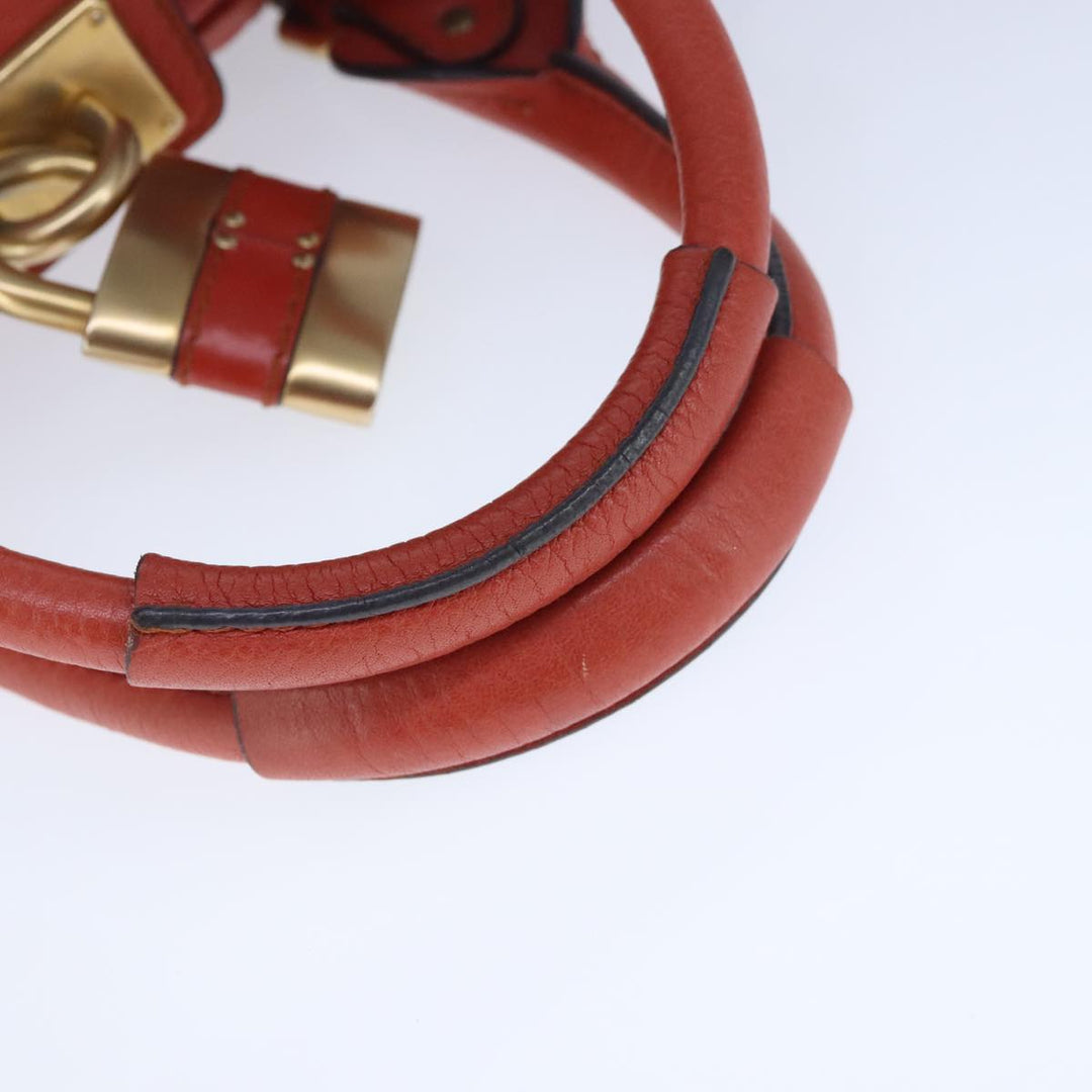 Chloe Paddington Hand Bag Leather Red Gold Silver am7297