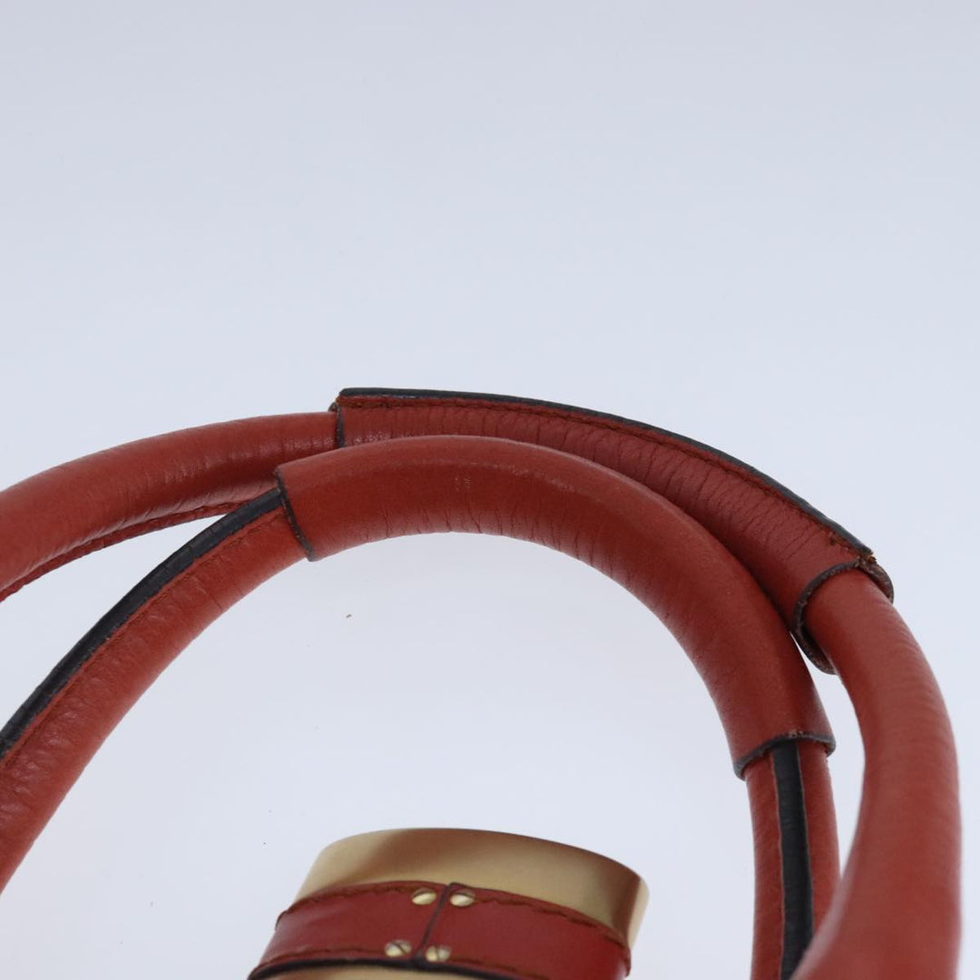 Chloe Paddington Hand Bag Leather Red Gold Silver am7297