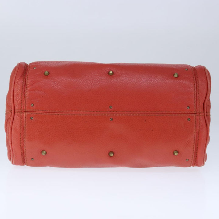 Chloe Paddington Hand Bag Leather Red Gold Silver am7297