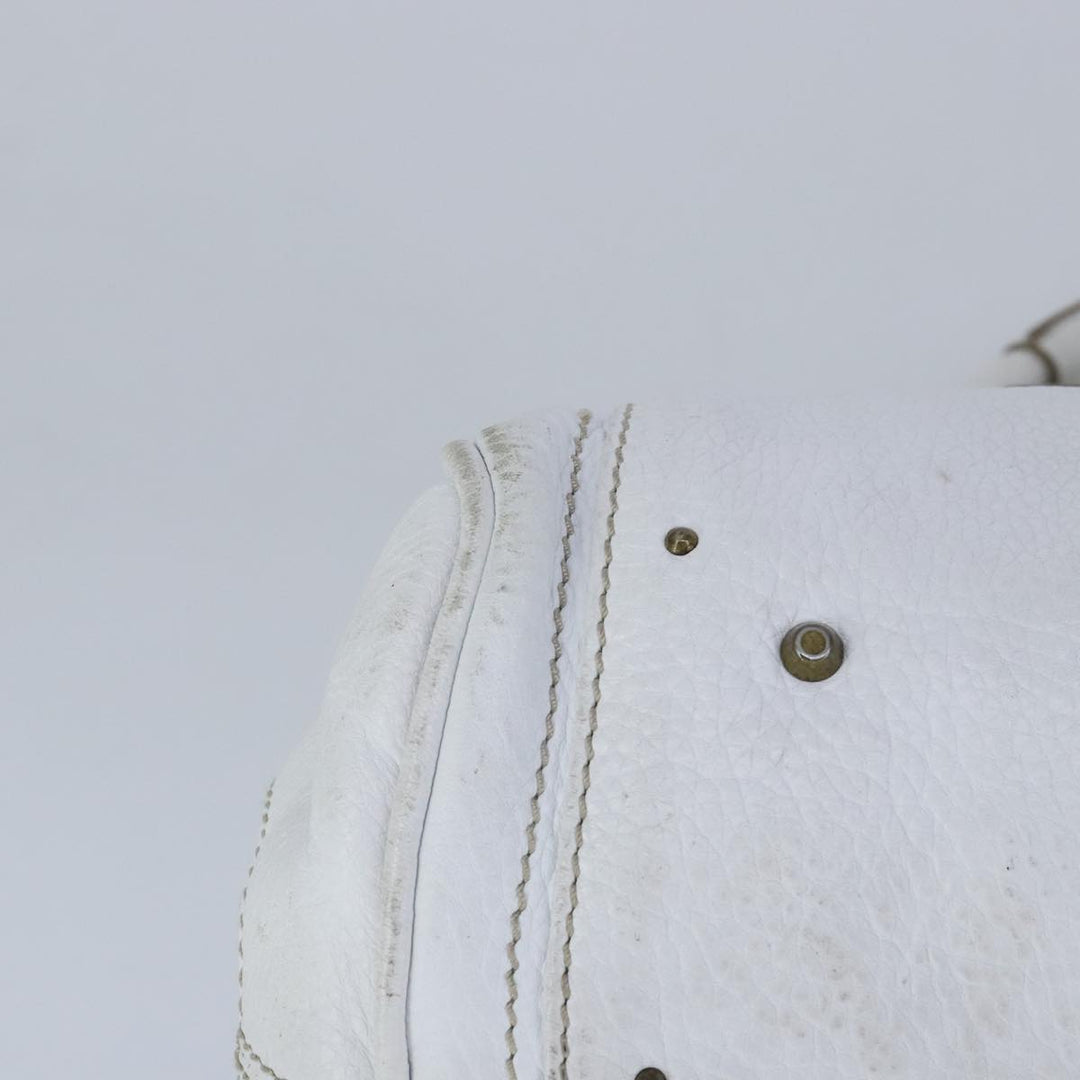 Chloe Paddington Hand Bag Leather White Gold Silver am7298