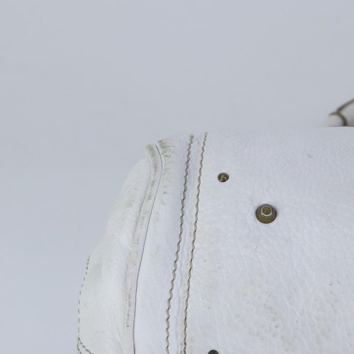 Chloe Paddington Hand Bag Leather White Gold Silver am7298